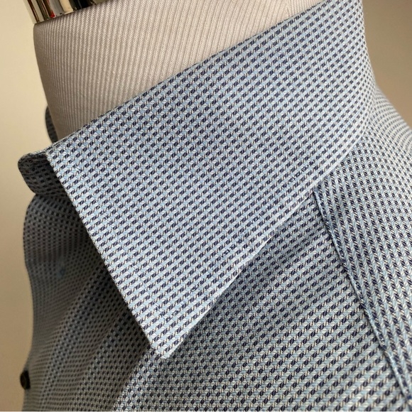 Hugo Boss Geometric Checkered Cutaway Collar Button Up Shirt - Picture 4 of 12
